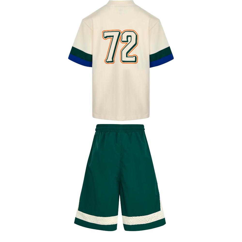 adidas Originals Casual Sports Suit Basketball Daily Loose Round Neck Pullover Short Sleeve T-Shirt Shorts 2-Piece Set Kids Sets KG3341