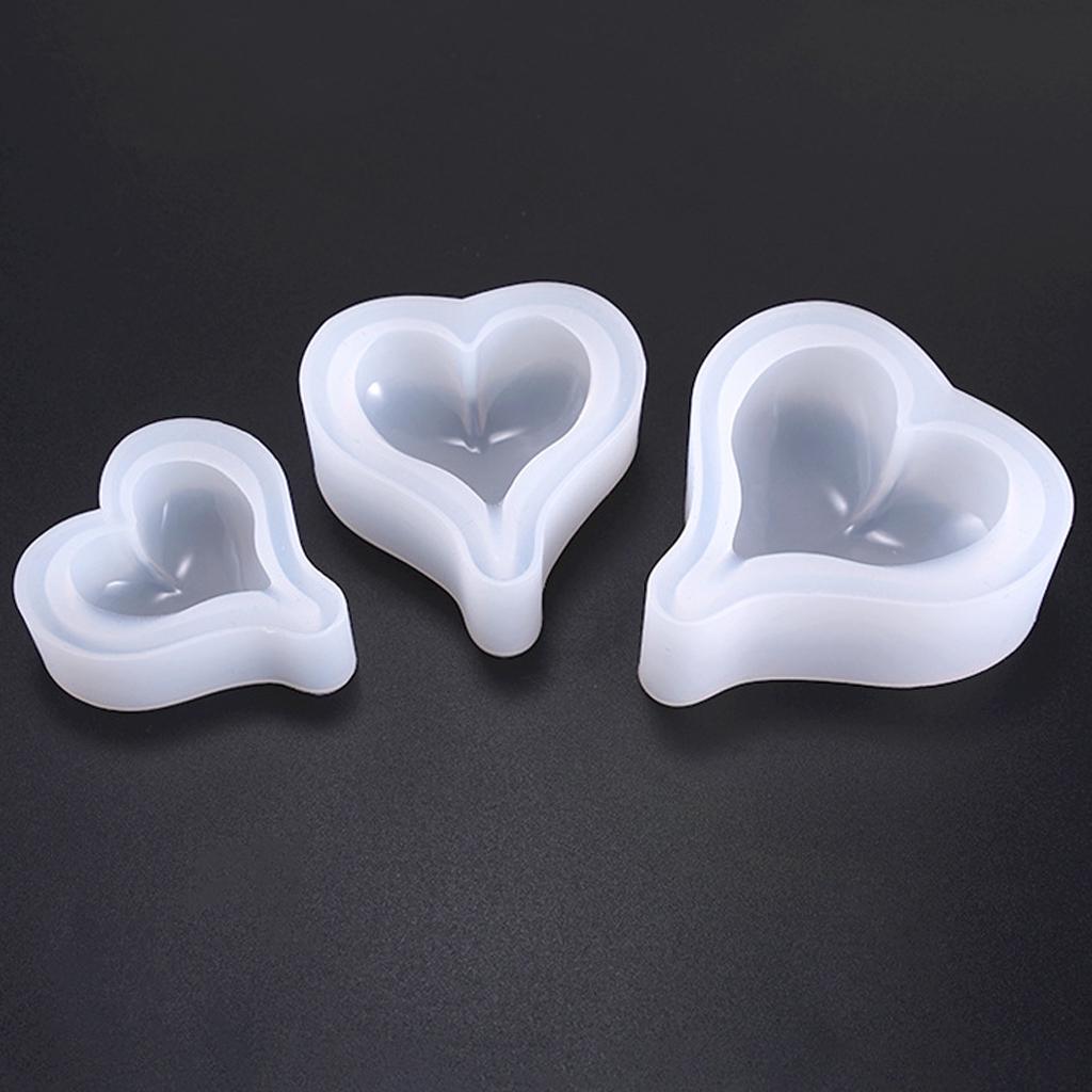 3pcs Silicone 3D Love Heart Mold for Resin Casting Jewelry Making DIY