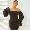 2026 European and American Women's Clothing Spring and Summer New Sexy Off-the-shoulder Tube Top One-word Collar Versatile Lantern Sleeve Tube Top Dre