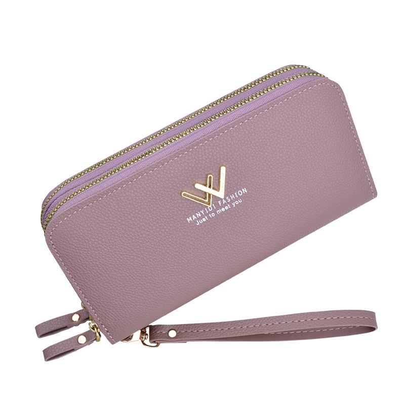 "Lange Damen-Geldbörse mit Doppelreißverschluss - Stilvolle und geräumige Clutch mit Handyhalter"
