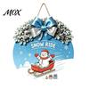 Festive Home Decoration Christmas Wooden Welcome Sign for Front Door, Round Hanging Ornament with Rustic Winter Wreath Artificial Pine Branches & Bow