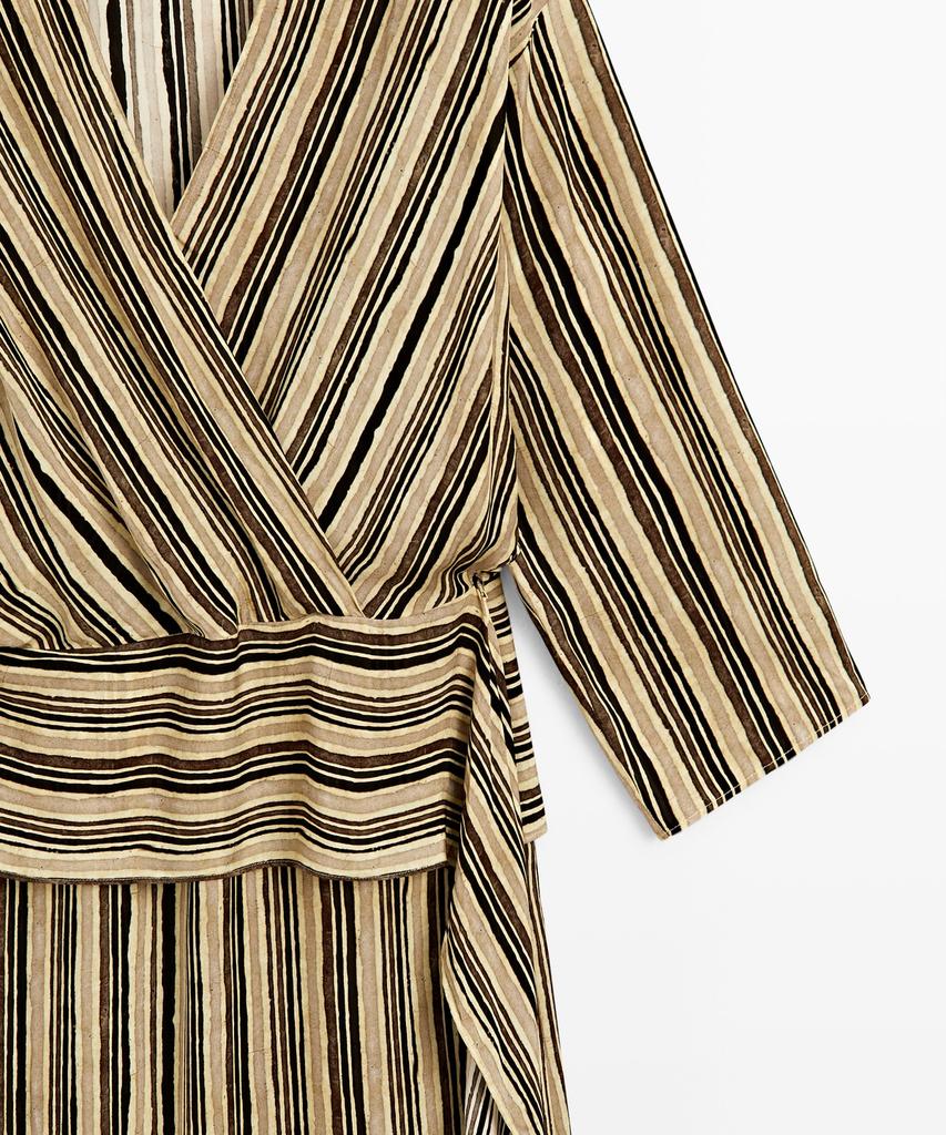 Masimodutti Striped Belt Detail Midi Dress
