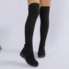 Fashion Women Boots Winter Black Over The Knee Boots 2025 New Comfort Lace Up Chunky High Heels Shoes Fashion Warm Suede Round Toe Boots