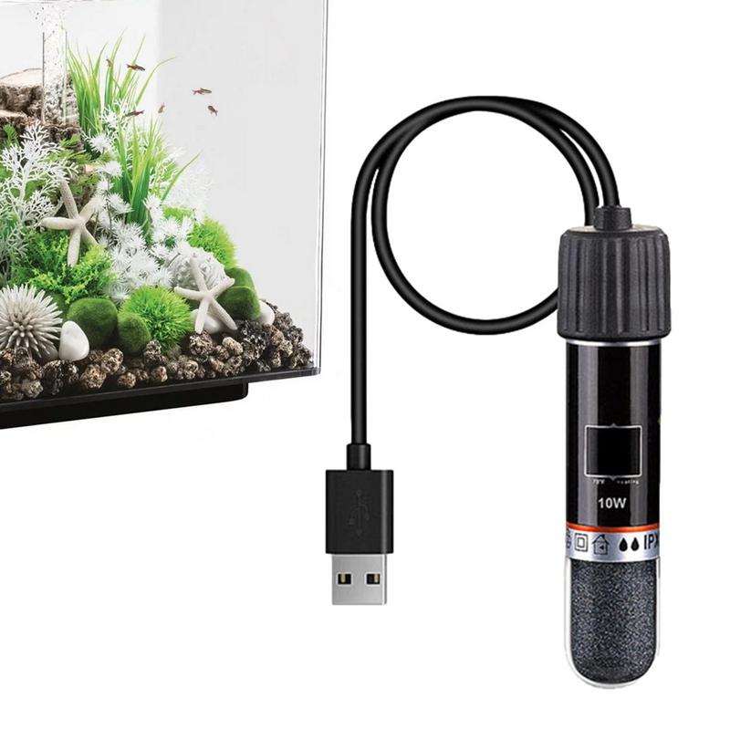 10W USB Mini topný prut pro akvárium pro malé akvárium Ohřívač akvária s konstantní teplotou Ponorný termostatický ohřívač