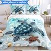3PCS Ocean Love Turtles Bedding Set,Including 1pc Duvet Cover And 2pcs Pillowcases Perfect for Bedroom, Dormitory, Fan Christmas Gift