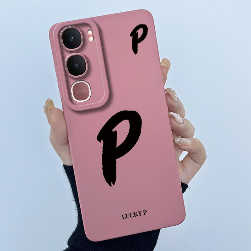 For Vivo Y21d Case Cover Lucky Initial Letter Silicone Soft Matte Phone Bumper for Vivo Y21d Y 21d VivoY21d 4G 5G 2025 Casing