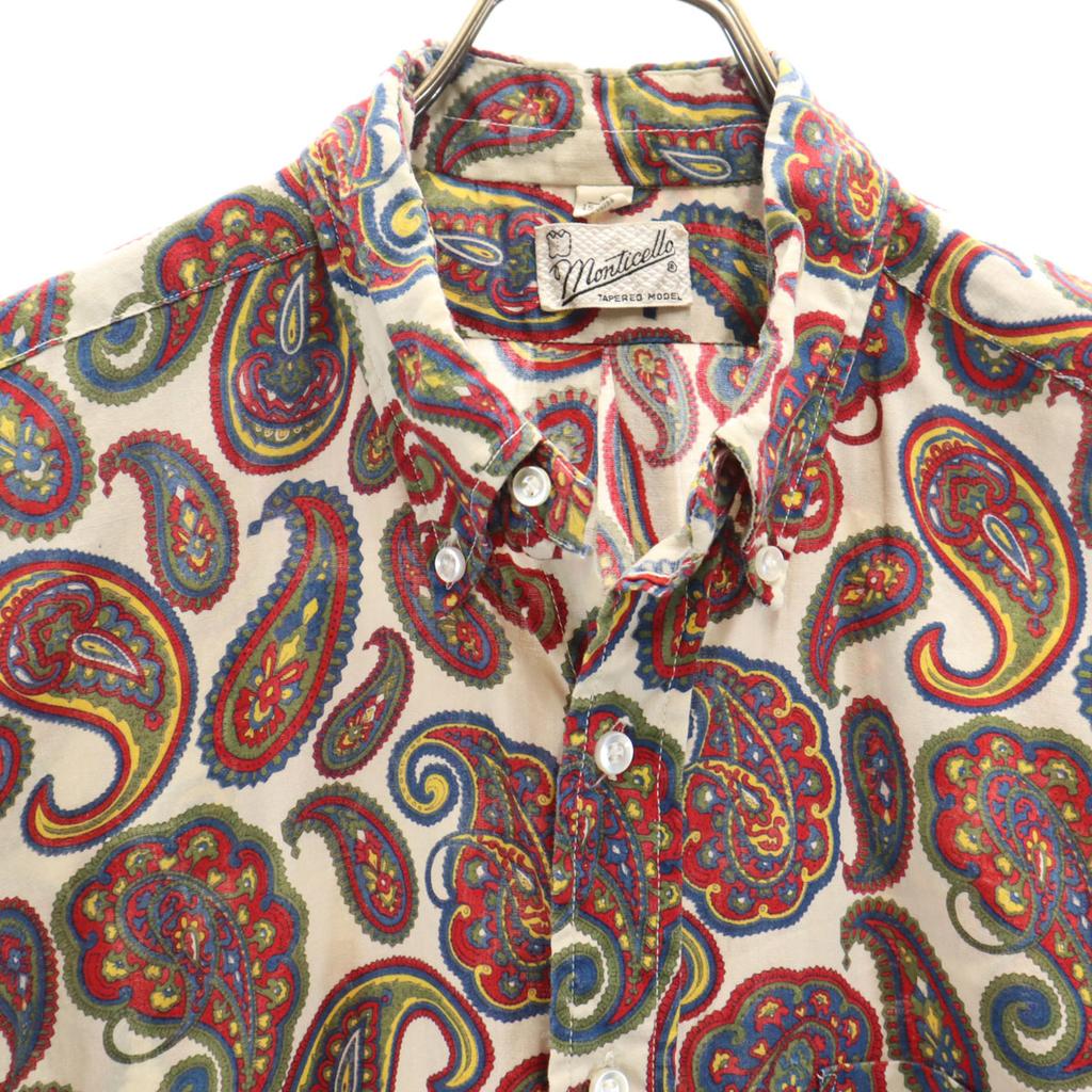 70s vintage Paint Pattern Short sleeve Button down shirt M Gurege Men's Used