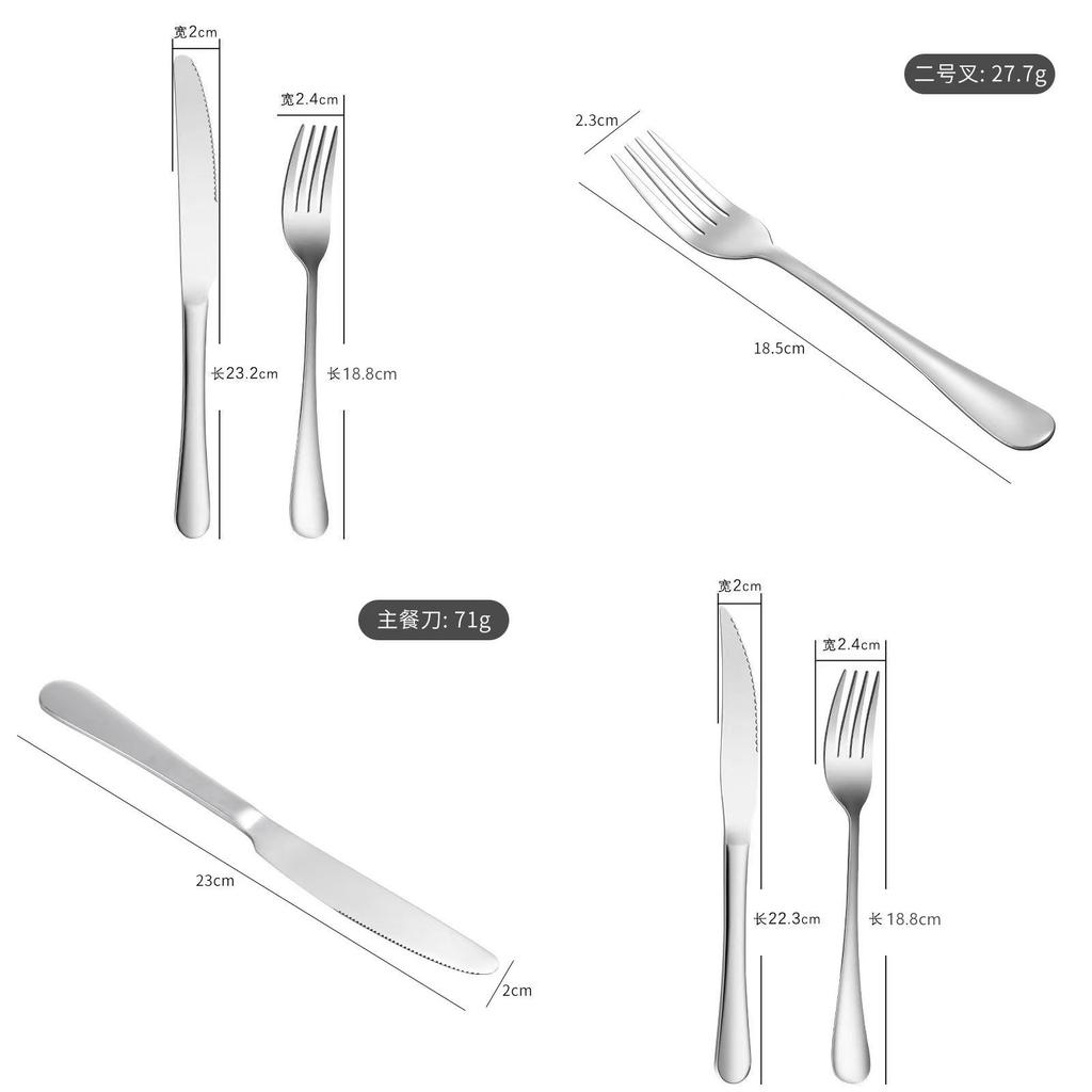 Elegante Stahl-Steakgabel-Löffel mit abgerundeten und spitzen Köpfen für Gourmet-Mahlzeiten