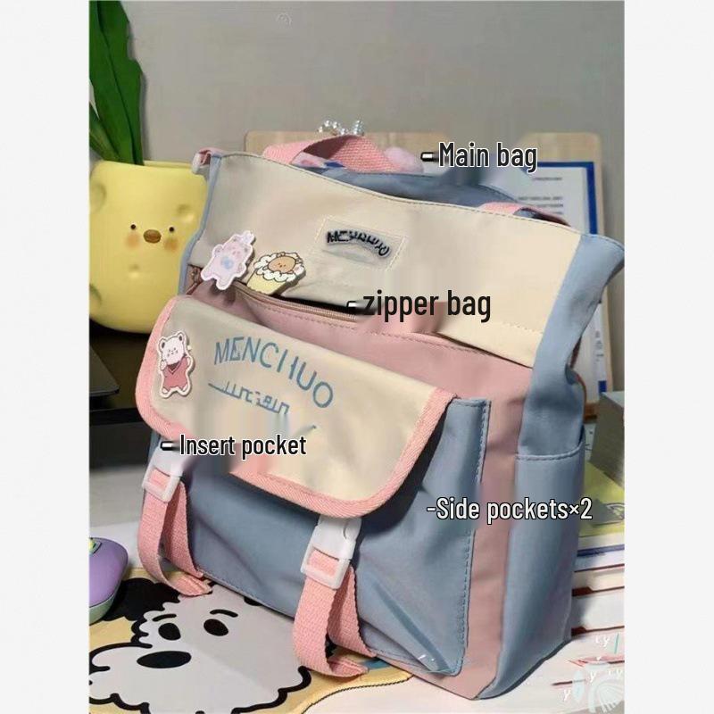 Large Capacity Canvas Tote Bag for Female Students - Perfect for High School and Tutoring