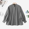 ZANZEA Women Casual Stand Collar Loose Long Sleeve Stripe Blouse