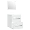 White Washbasin Cabinet with Built In Basin Wood Based Material
