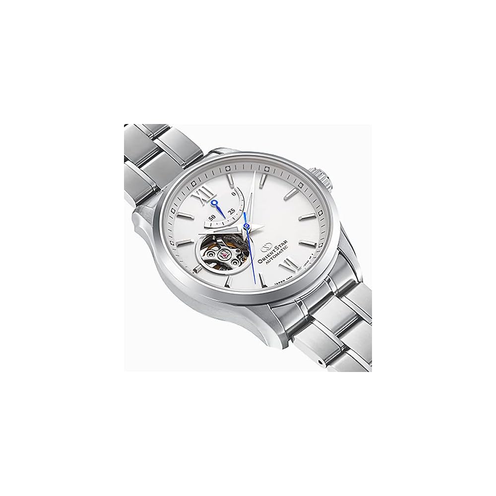 Orient Star RK-AT0004S Men's Automatic Watch, Semi-Skeleton, Mechanical, Made in Japan, with 2-Year Manufacturer's Warranty, Open Heart, White, Silver