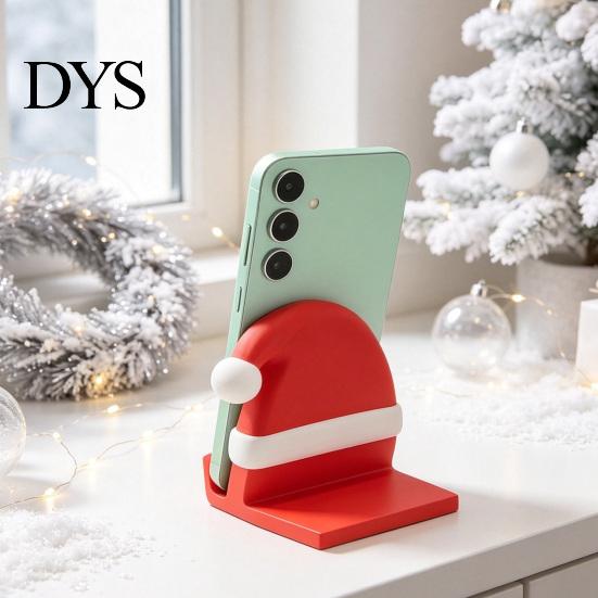 Christmas Cell Phone Stand 3D Printed Santa Hat Stand, Desk Holder for Compact Desktop Organizer Phone, Creative Sturdy Dock, Festive Holiday