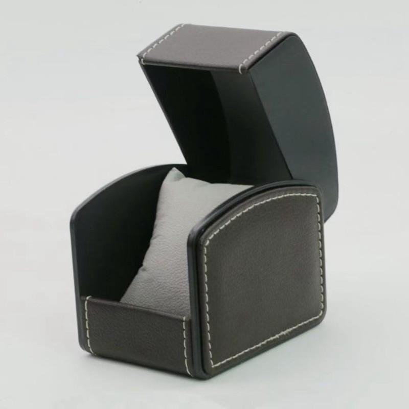 Rounded Corner PU Leather Single Watch Storage Box with Threaded Flip Cover