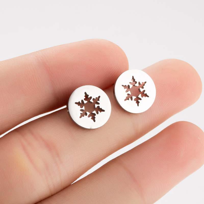 Weihnachten Edelstahl Geometrische Schneeflocken Ohrstecker