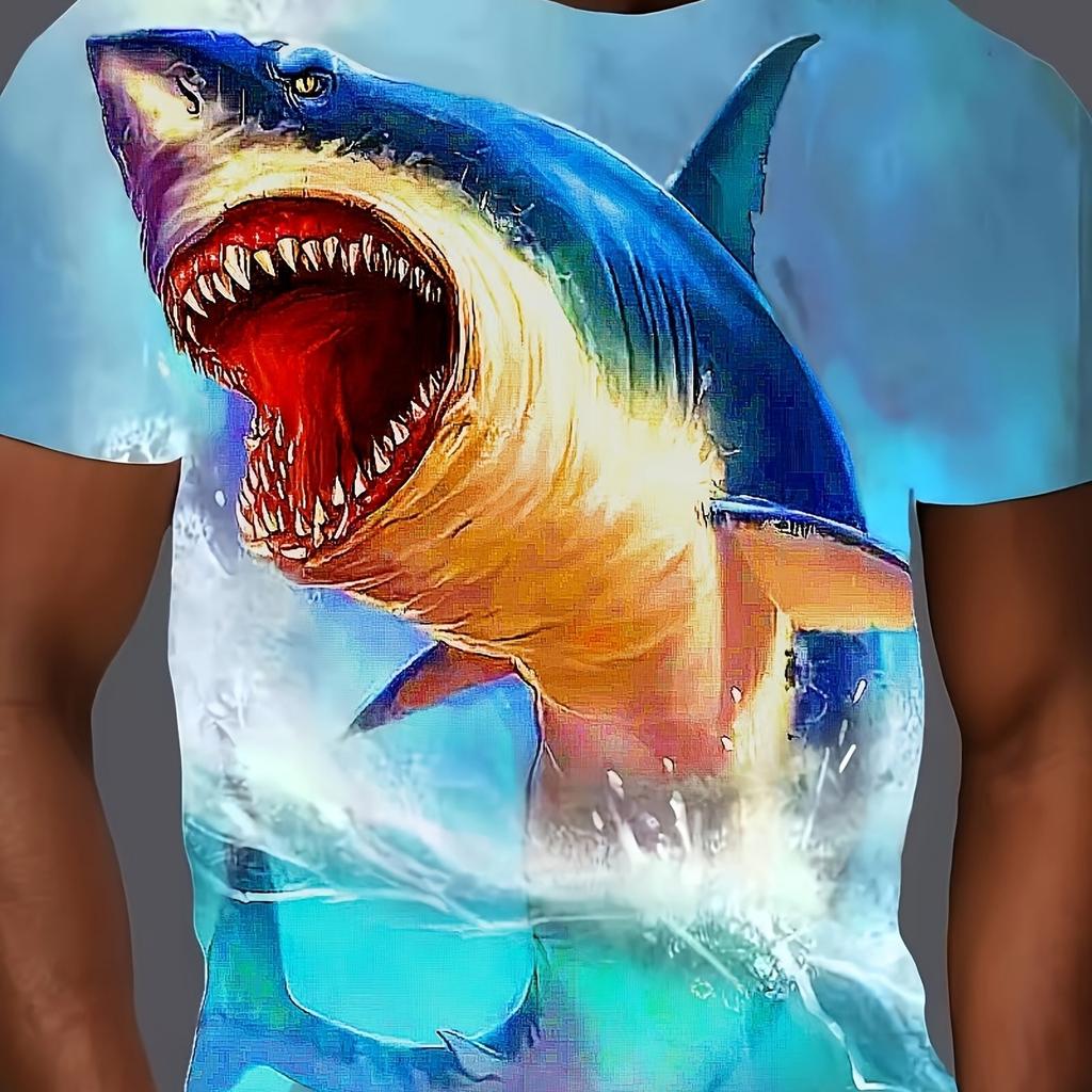 Men's 3D Embossed Lion Head Print T-Shirt Metallic Texture Wild Animal Luxury Crew Neck Top