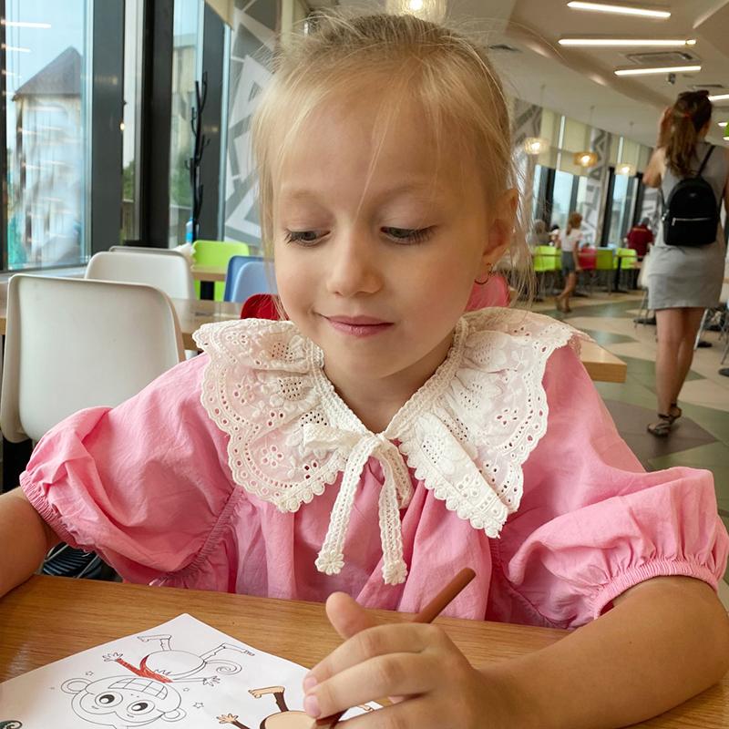 Perfektní kombinace Krajkové dětské bryndáčky Šála Bavlněný límec Dětské doplňky na krk Pro dívky Vše ladící Prolamované dětské dívčí šály Doplňky 3-8 let