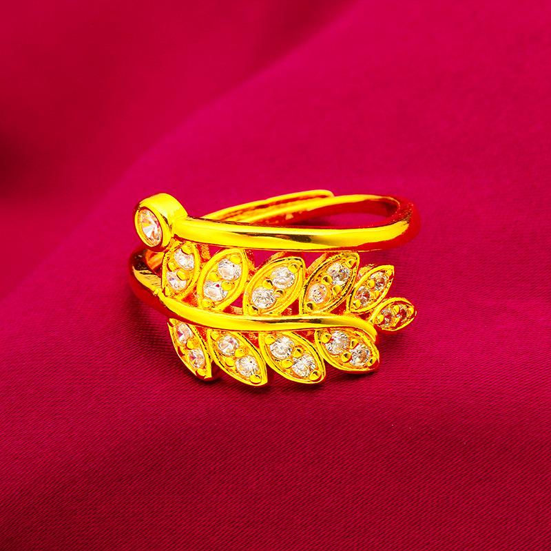 Vietnam Sand Gold Leaf Ring - Women's Fashionable Jewelry