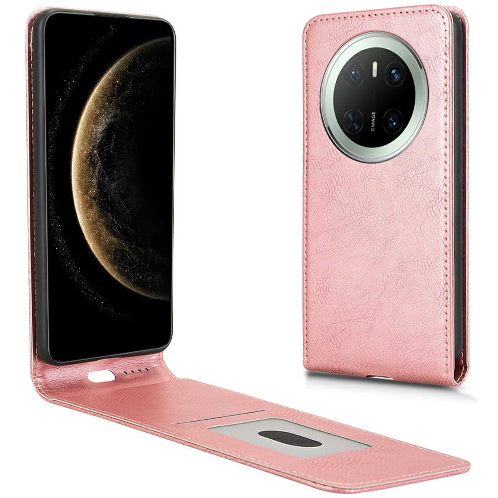 

Чехол для Huawei Mate 70 с карманом для карт, магнитный вертикальный откидной кожаный чехол для телефона Rose Gold