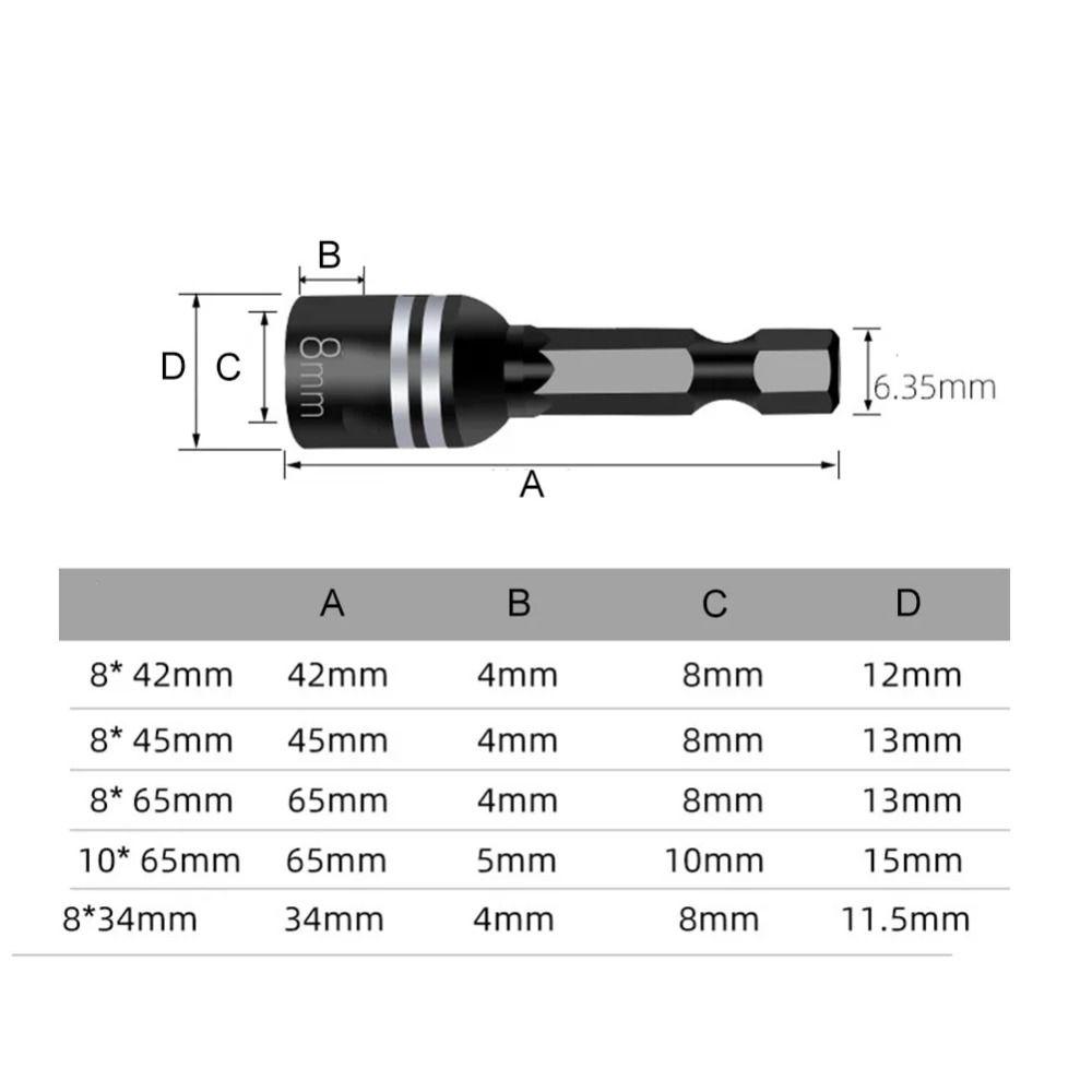 8mm Socket Bit DIY Socket Wrench Magnetic Nut Screwdriver  for Power Drills Drivers Socket Kit