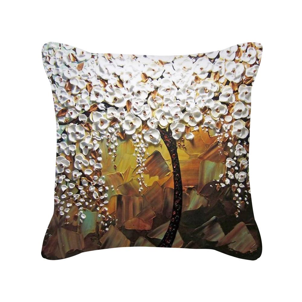 Ins Nordic Oil Painting Color Tree Sofa Pillow Cover Cushion Cushion Cover New Household Products