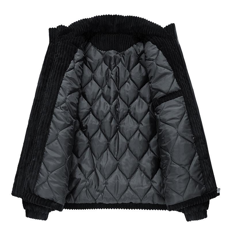 Autumn Winter Casual Parkas for Men Stand Collar Outerwear Corduroy Thicken Warm Jacket Cotton-padded Jacket Coat