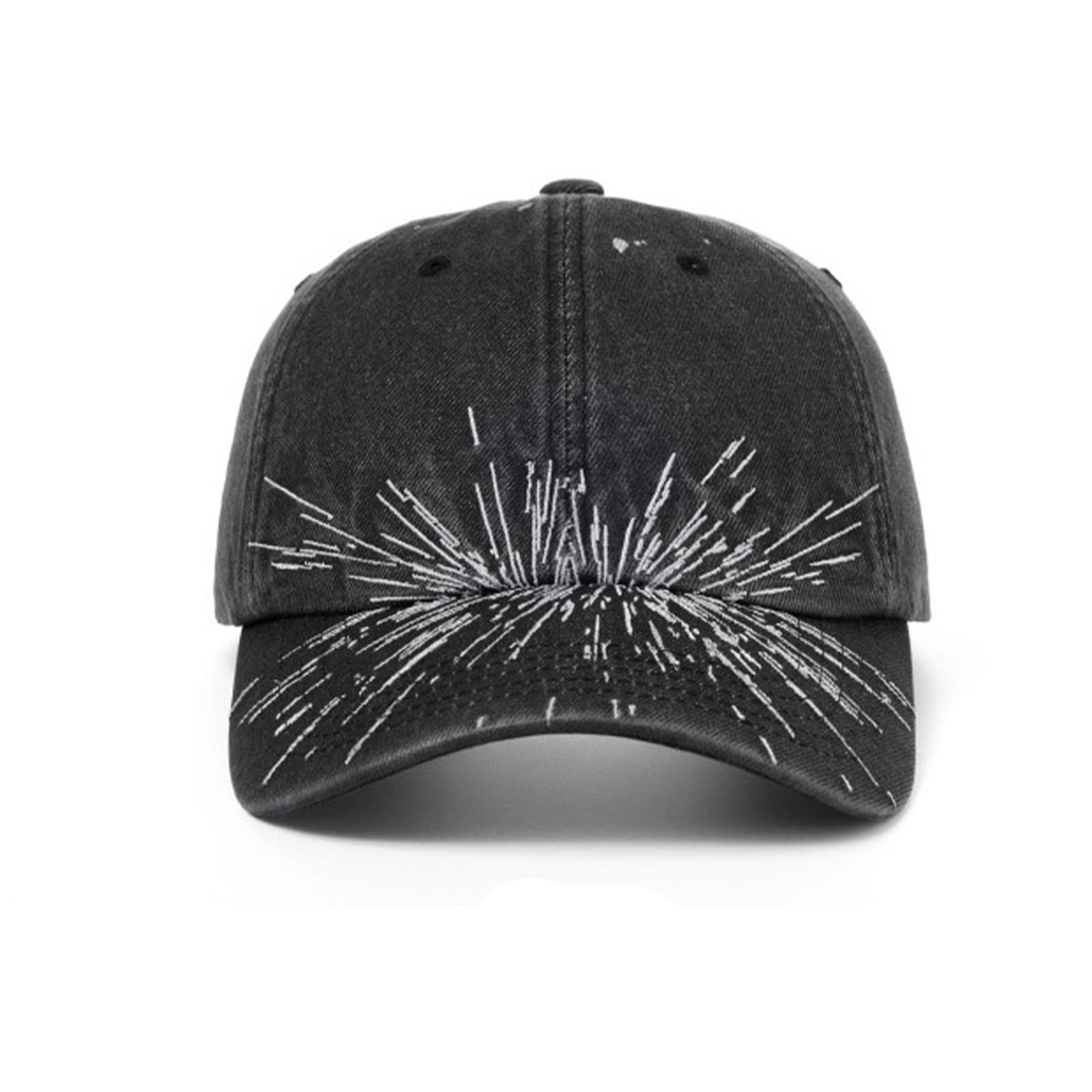 

Washed Cotton Baseball Cap Soft Top Vintage Denim Hat Adjustable Strapback Casual Outdoor Headwear with Embroidered Text Design One Size чёрный