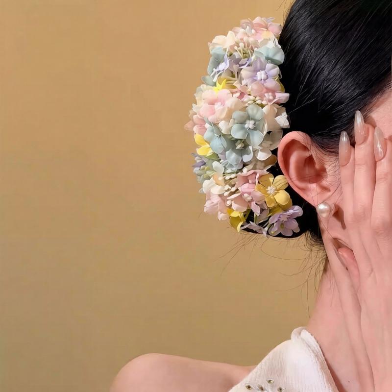 New Chinese Fabric Flower Hairpin Exquisite Elegance Light Luxury Temperament Versatile Hairpin Design Sense Niche Hair Accessories Fashion