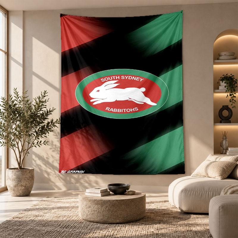 Decorative Tapestry,South Sydney Rabbitohs Printed Wall Art, Lightweight Wall Hanging For Bedroom Background