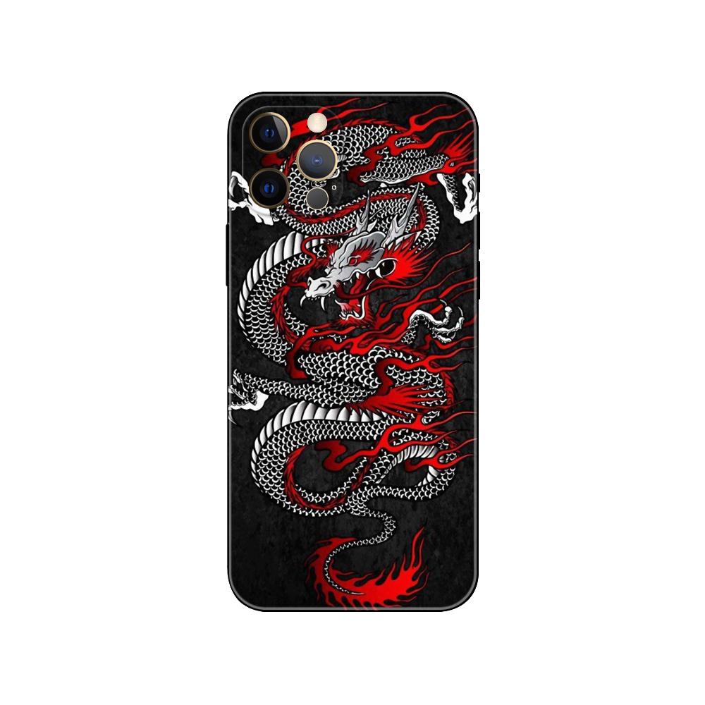 China Red Black Dragon Phone Case For iPhone Samsung Galaxy Redmi Xiaomi Note S A 16 15 14 13 12 11 20 21 22 23 53 54 Pro Plus Ultra Silicone Cover