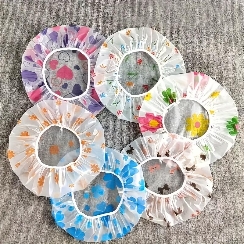 

6pcs Adjustable Printed Shower Caps, High Quality, Reusable, with Elastic Band, for Women s Spa Salon, Beauty Treatment