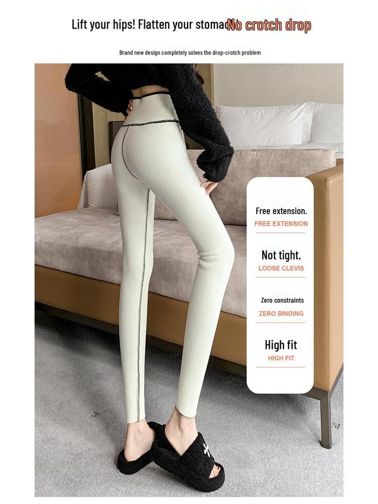 High Waist Lambswool Shark Leggings: Thickened Velvet Warm Yoga Pants for Women - Slimming and Shaping, Perfect for Autumn and Winter.