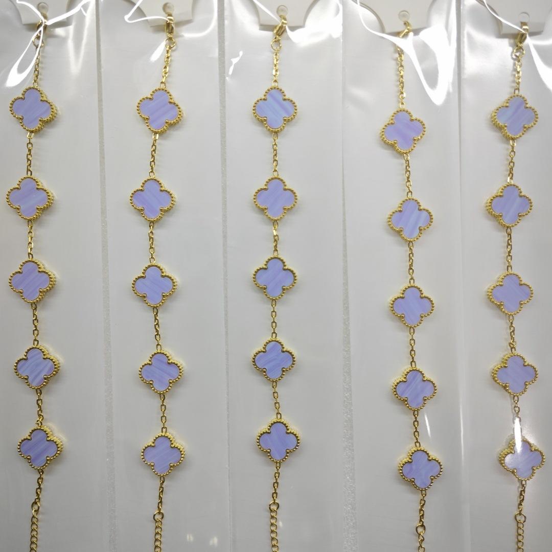 Модный браслет-клевер с четырьмя лепестками 1,5 см с 18-каратным покрытием, двусторонний клевер из перламутра