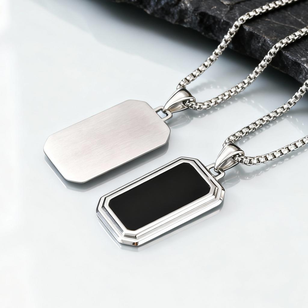 Waterproof Dogtag Necklace for Men Boys,Stylish Stainless Steel Pendant Necklace,Birthday Father Gift