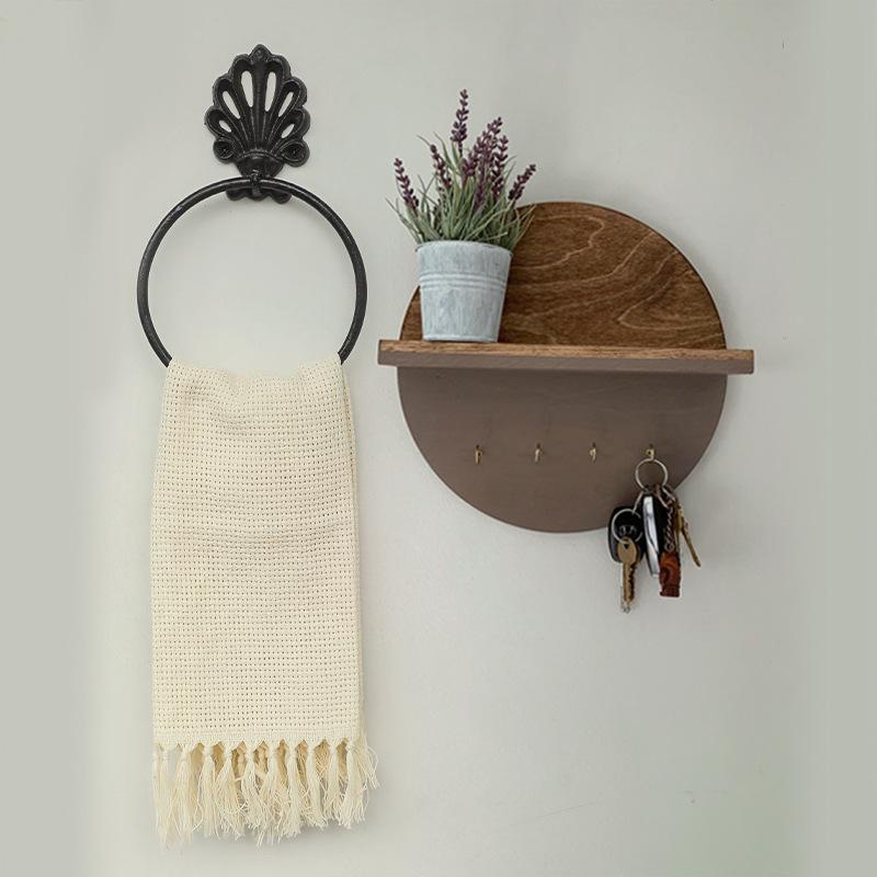 Rural Wall-mounted Cast Iron Hanging Rings for Kitchens Famous Hotels Towels Tissue Rings Creative Home Decorations