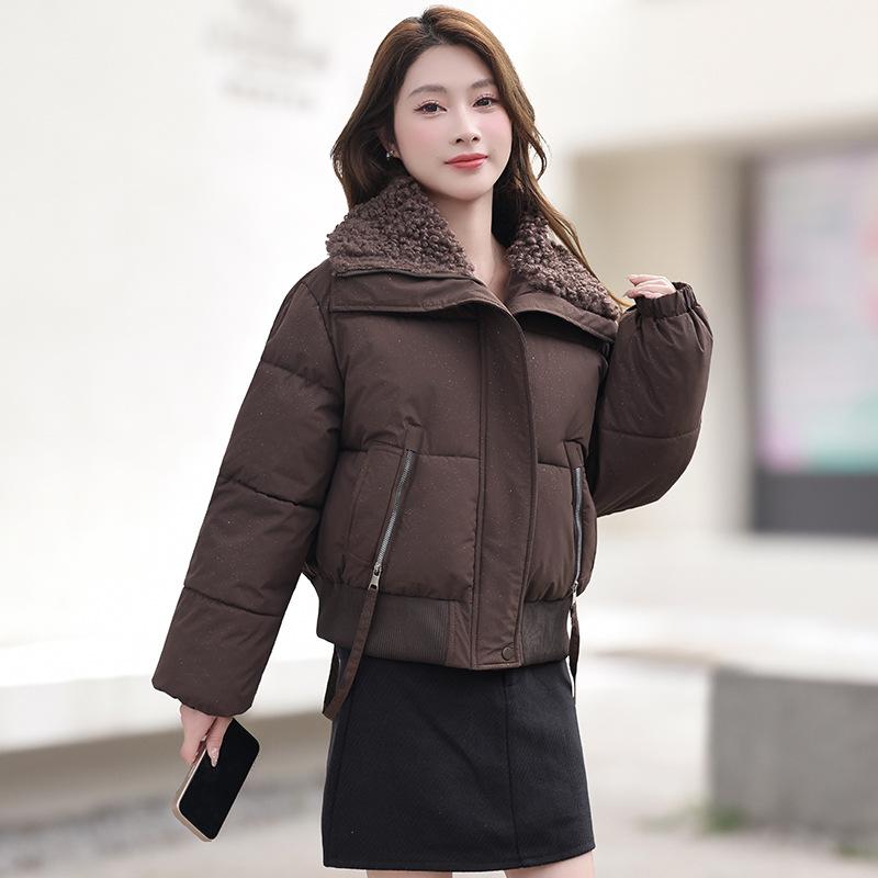 Winter new women's fashion fluffy lapel warm cotton-padded clothes, small cotton-padded clothes, foreign-style cotton-padded jackets