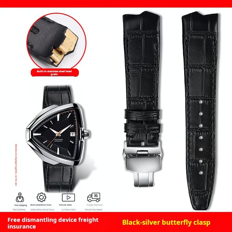 Für Hamilton VENTURA Presley 80. Jubiläum H24535331/H24525331/H24585331 Lederarmband Uhrenarmband Herren Schwarz Braun Armband