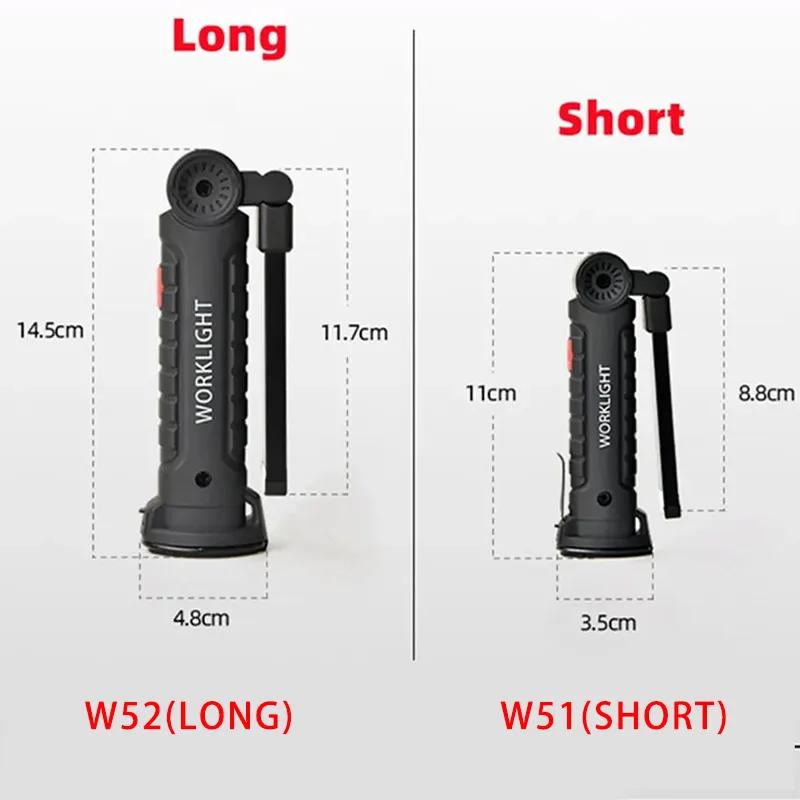 Portable COB LED Flashlight USB Rechargeable Work Light Magnetic Lanterna Hanging Lamp with Built-in Battery Camping Torch