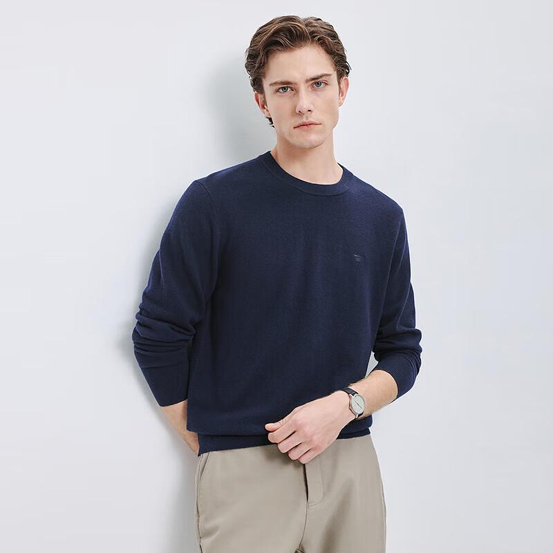 Qipilang Men's 100% Wool Round Neck Sweater