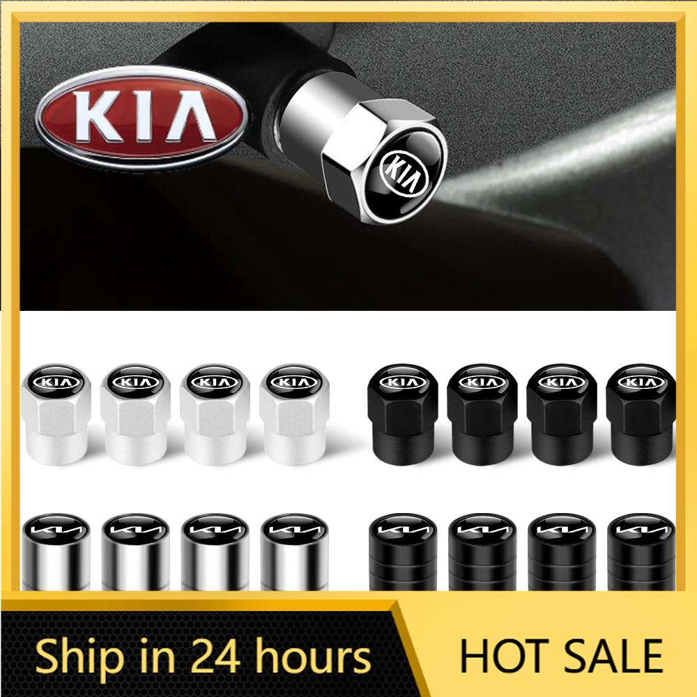 2026 Hot Car Sticker 4Pcs Metal Car Styling Wheel Tire Valve Caps Covers Accessories For Kia Rio Picanto Sportage Niro Morning C