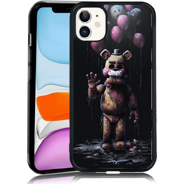 Black Cute FNAF Phone Case Fit for iPhone XR, TPU Shockproof Protective iPhone Case Horror Five Nights Video Game Phone Cover Gift for Boy Girl Men