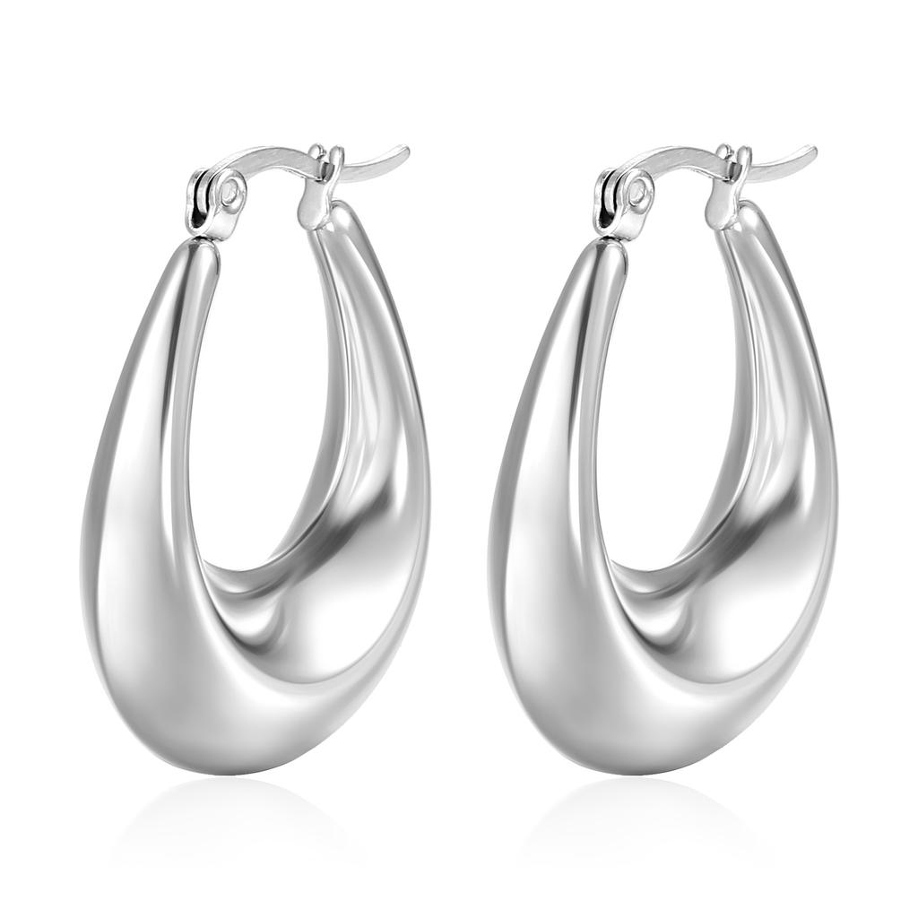 Stainless Steel Chunky Hoop Earrings for Women Teen 18K Gold Plated Hypoallergenic Thick Huggie Hoop Jewelry for Christmas Gifts