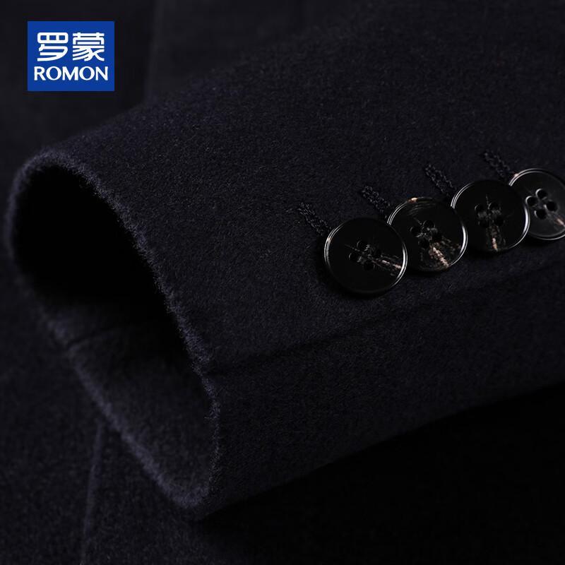 ROMON Men's Cashmere Wool Blend Mid-Length Coat with Goose Down Liner