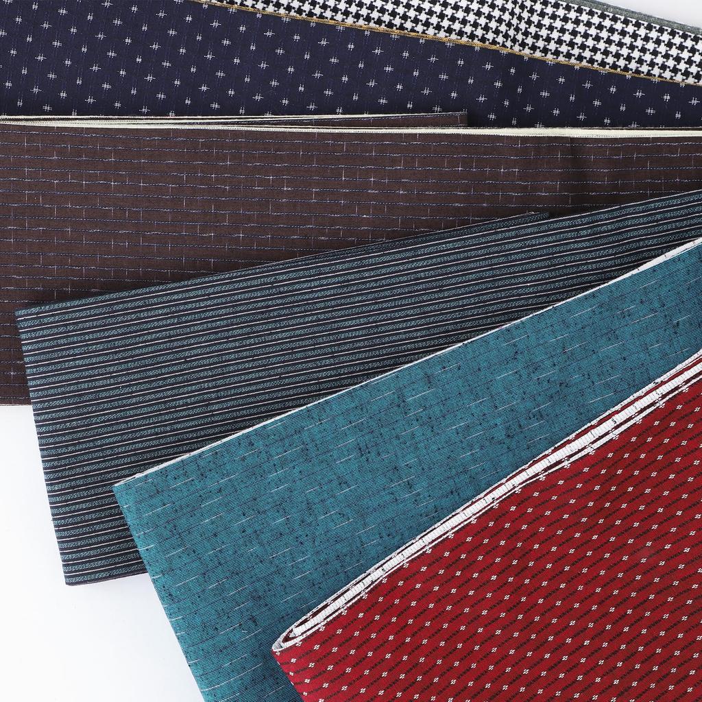 [ROCCA] Half-width Obi (Kurume Weave) Reversible, Made In Japan, Cute and Stylish, 100% Cotton, for Kimono, Yukata, Easy Care (Checkered Dark Navy X