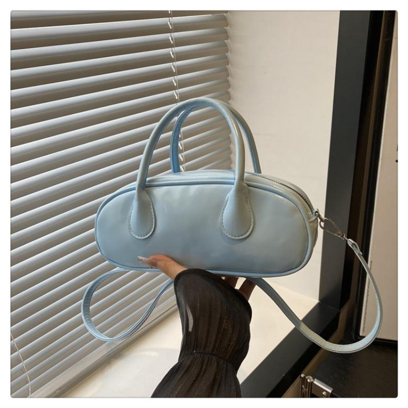 Niche simple solid color bowling bag new retro pillow bag versatile commuter portable shoulder messenger bag