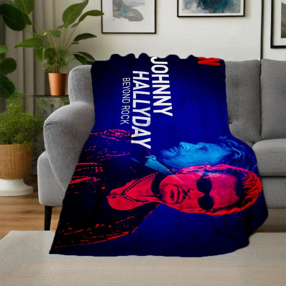 Johnny Hallyday Beyond Rock: Limited Edition PosterBlanket Flannel Throw Blanket for Sofa, Bed, Travel, Camping, Office, Couch, Chair, And B