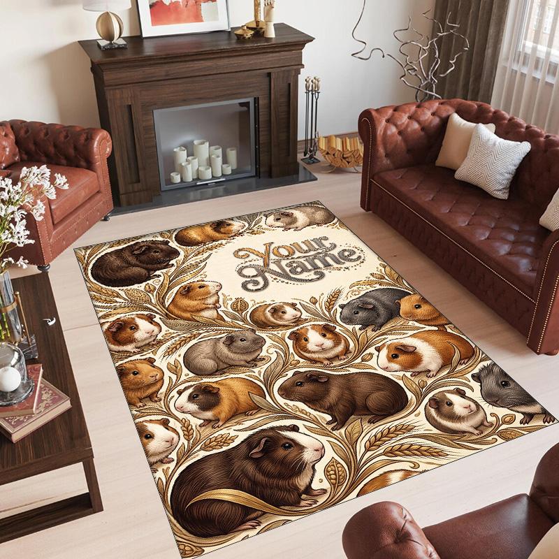 Decorative Artwork Theme Crystal Velvet Rug Personalized Custom Name Text Soft Floor Mat Home Decor