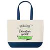 Tote Bag - PLANETEE - Blue Bottom Shopping Bag 'Best Sports Educator' - Blue - Cotton - 40 X 45 Cm