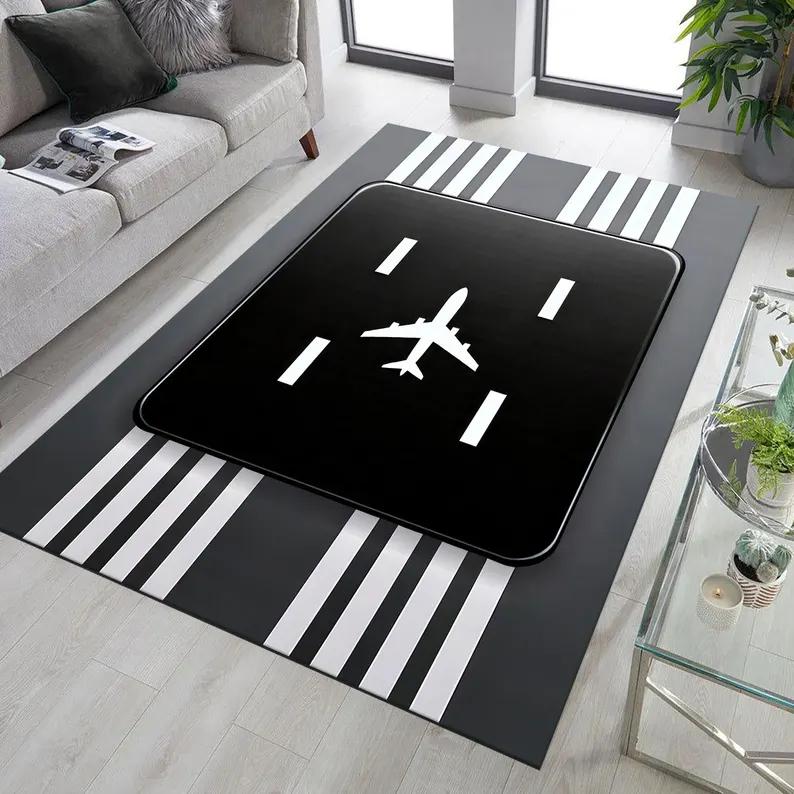 Racetrack Lines Rug Race Car Road Mat Track Play Room Mat Race Track Carpet Retro Home Decoration