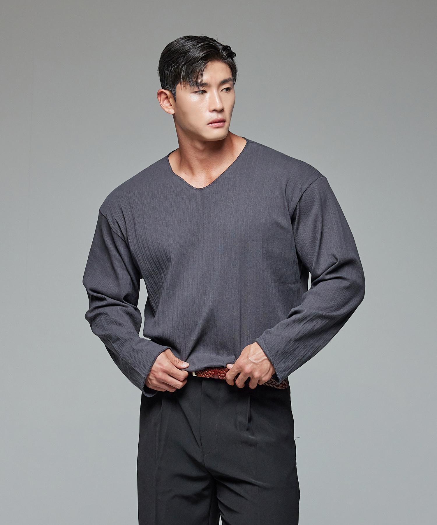 Reve Eld Loose Fit Boat Neck T-Shirt Charcoal 1